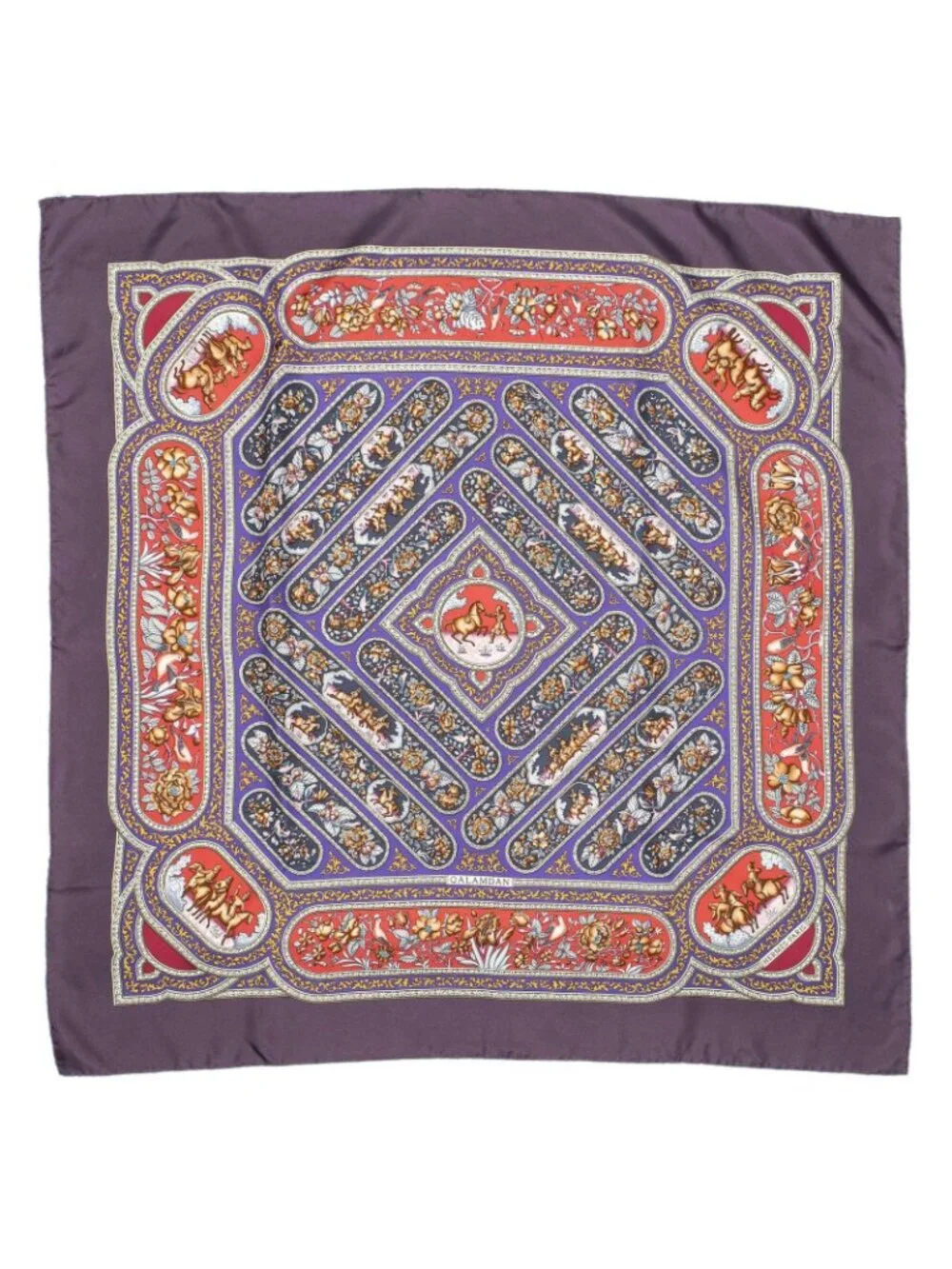 Hermes Scarf Purple Red Orange Silk